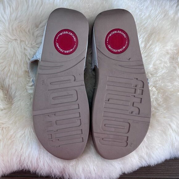 FitFlop Fiorella Floral Sandals, Flip Flops, Thongs Antique White Size 8 - Picture 8 of 9